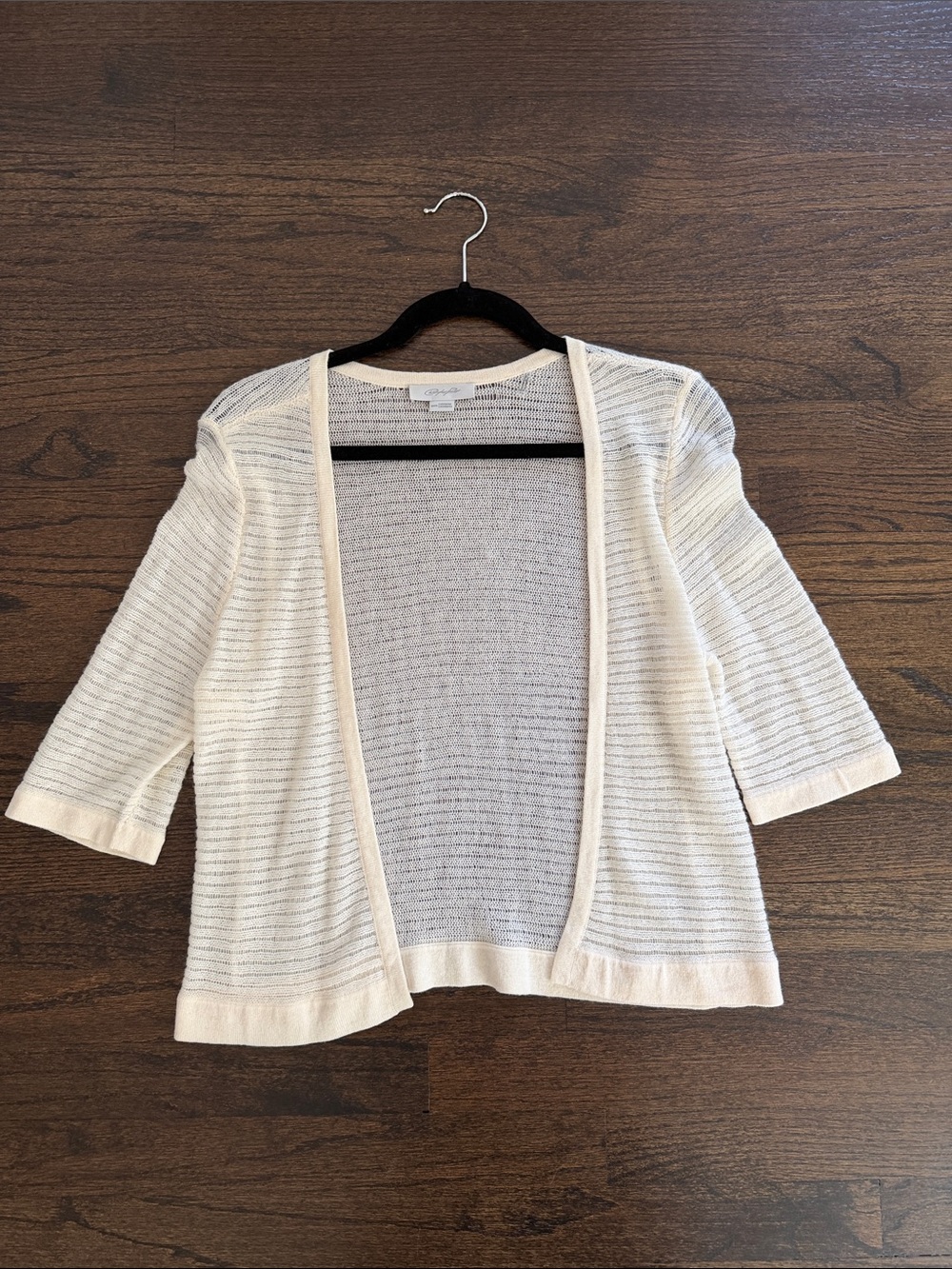 Christopher Fischer Women’s Cashmere Light Cream Open-Knit Cardigan Size Medium